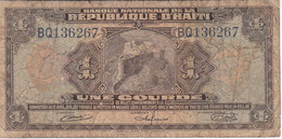 BILLETE DE HAITI DE 1 GOURDE DEL AÑO 1964 (BANK NOTE) - Haïti