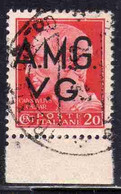 VENEZIA GIULIA 1945 - 1947 TRIESTE AMGVG AMG VG POSTA ORDINARIA IMPERIALE CENT. 20c (III) SENZA FILIGRANA USATO USED - Gebraucht