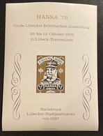 Altdeutschland Lübeck Block-Nachdruck V. Lübecker Stadtpostmarken V. 1897 Hansa '78 Postfrisch/** MNH - Lübeck