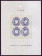 Altdeutschland Lübeck Neudruck 1978 Lübeck Nr. 11 4er Bl. Postfrisch/** MNH - Lubeck