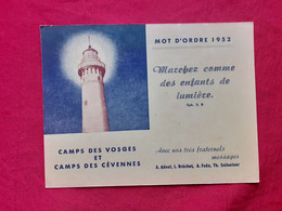 Carte De Visite Camp Des Vosges Et Camp Des Cévennes Mot D'ordre 1952 - Luoghi Santi