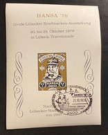 Altdeutschland Lübeck Block-Nachdruck V. Lübecker Stadtpostmarken V. 1897 Hansa '78 Mit Sonderstempel - Luebeck