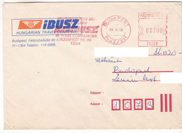 K354 Hungary 1991 Red Meter Stamp With Slogan IBUSZ Is Your Companion Budapest 4 - Timbres De Distributeurs [ATM]