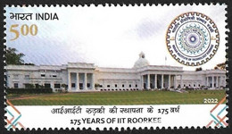 INDIA New ** 2022 IIT Roorkee , Engineering Science, Education ,Science, Mechanical, Civil ,1v Mint MNH(**) Inde Indien - Unused Stamps