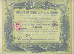 COMPAGNIE DES CHEMINS DE FER DE LA PROVENCE - OBLIGATION DE 500 FRS -ANNEE 1929 - Chemin De Fer & Tramway