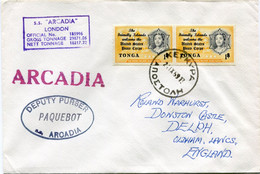 TONGA LETTRE AVEC CACHET " DEPUTY PURSER PAQUEBOT S.S. ARCADIA " DEPART KEPKYPA 24 IX 59 POUR LA GRANDE-BRETAGNE - Tonga (...-1970)