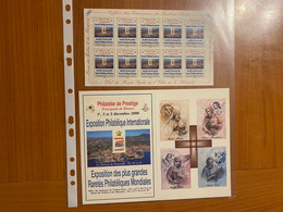 MONACO -BLOC DE 10 Vignettes Et Carte Officielle EXPOSITION PHILATÉLIQUE 2000 - Esposizioni Filateliche