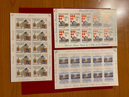 MONACO - LOT DE 3 Blocs DE 10 VIGNETTES EXPOSITION PHILATÉLIQUE 1999/2000/2009 - Blokken & Postzegelboekjes