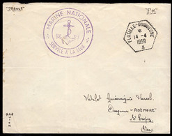 FRANCE(1959) Anchor. Feldpost Envelope With Violet Circular Cancel Of MARINE INTERNATIONALE. - Autres & Non Classés