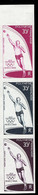 FRENCH POLYNESIA(1968) Shot Put. Trial Color Proof Strip Of 3. Mexico Olympics. Scott No C49, Yvert No PA26. - Non Dentelés, épreuves & Variétés