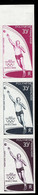 FRENCH POLYNESIA(1968) Shot Put. Trial Color Proof Strip Of 3. Mexico Olympics. Scott No C49, Yvert No PA26. - Sin Dentar, Pruebas De Impresión Y Variedades