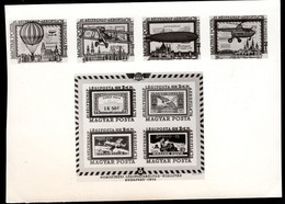 HUNGARY(1974) Aerophila Exhibition. Photographic Proof Of Set Of 4 + Souvenir Sheet. Scott Nos CB32-6. - Proofs & Reprints