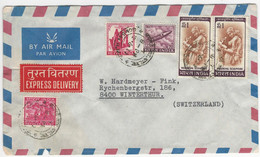 India Express Airmail 1972 Bombay To Switzerland - Luftpost