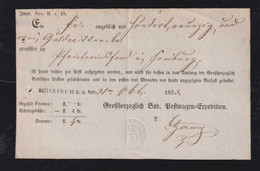 Baden 1853 Einschreiben Einlieferungsschein MOSKIRCH - Briefe U. Dokumente