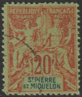 St Pierre & Miquelon 1892 Sc 7  Used Thin - Used Stamps
