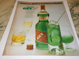 ANCIENNE  PUBLICITE FRAICHEUR EXCITANTE GET 27 1974 - Alcools