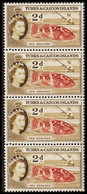 1957. TURKS & CAICOS ISLANDS. Elizabeth Issue 2 D RED GROUPER In -stripe Never Hinged.  (Michel 165) - JF526817 - Turks & Caicos (I. Turques Et Caïques)