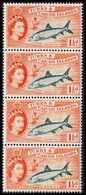 1957. TURKS & CAICOS ISLANDS. Elizabeth Issue 1½ D BONEFISH In 4-stripe Never Hinged.  (Michel 164) - JF526825 - Turks & Caicos (I. Turques Et Caïques)