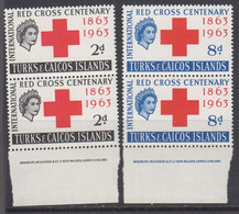 1963. TURKS & CAICOS ISLANDS. Elizabeth RED CROSS CENTENARY Complete Set In Pairs Never H... (Michel 181-182) - JF526831 - Turks And Caicos