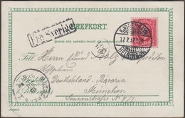 Danemark / Suède 1897. Carte Postée Sur Un Bateau, Helsingborg à Munich, Oblitérée Kjøbenhavn - Helsingør (Elseneur) - Macchine Per Obliterare (EMA)