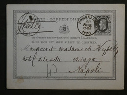 BI 17  BELGIQUE BELLE CARTE  ENTIER  1876 BRUSSELS A NAPOLI  ITALIA ++AFFR.  PLAISANT - Other & Unclassified