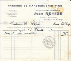 Facture Fabrique De Maroquinerie Fine Jean Remise, Rue Turbigo à Paris - A Mlle Depré Février 1939 (sac Crocodile) - 1900 – 1949