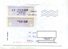 Lettre Flamme Chiffree Sous Code Sur Vignette Tarif - 2000 Type « Avions En Papier »