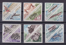 CONGO 1961, Sc #J34a-J39a, Early Transportation, Air Mail, Pairs, MH - Neufs