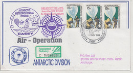 AAT Casey Heli Flight From The Ice Edge To Casey And Return "Receipted Delivery"  Ca 2 NOV 1994 (CA189B) - Lettres & Documents