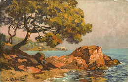 ART TABLEAU -  Nature De  E. ROBERT.  Bords De Mer La Cote Sauvage - Robert