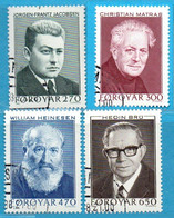 Faroyar Faeroer 1988 Writers 88-03 Cancelled Jorgen Jacobsen, Christian Matras, William Heinesen, Hedin Bru - Sonstige & Ohne Zuordnung