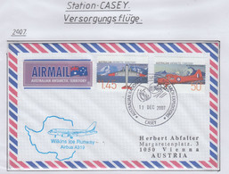 AAT Casey Antarctic Flight  Wilkins Ice Runway Airbus A319 Ca Casey 11 DEC 2007 (CA196) - Lettres & Documents