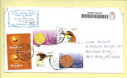 TIMBRES - STAMPS - MARCOPHILIE - LETTRE RECOMMANDÉ - PORTUGAL - TIMBRES DIVERS (EURO 2004-OISEAUX ET MONNAIE EURO 2002) - Storia Postale