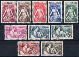 Monaco Timbres Poste N°215 à 224 Oblitérés TB  Sauf 218 2ème Choix Cote 52€00 - Gebraucht