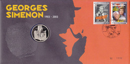 15 3167 3168 NS FDC 1532  Belgique  Numisletter  Ecrivain Georges Simenon 1903 1989 Jean Gabin Maigret 4000 Liège 26-4-2 - Numisletter