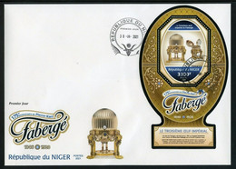 Niger 2021, Art, C. Fabergè, Clock, Shape, BF In FDC - Minéraux