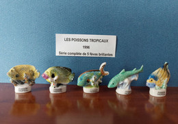 LES POISSONS TROPICAUX - SERIE COMPLETE DE 5 FEVES - 1996 - Animales