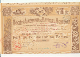 SOCIETE ALGERIENNE DE MATERIEL  AGRICOLE  1922 - 21 COUPONS - Agriculture