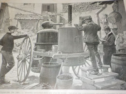 GRAVURE LES BOUILLEURS DE CRU ALAMBIC AMBULANT 1903 - Alcools