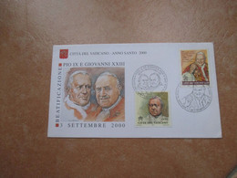 RELIGIONE Beatificazione PIO IX E GIOVANNI XXIII Anno Santo 2000 Doppio Annullo Speciale - Storia Postale