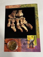(4 M 27) Australia - Dinosaur (Ancient Australia Wildlife) 1997 Maxicard With 2022 Dinosaur $ 1.00 Coin - Dollar