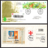 Squirrel Frog Stork Hedgehog Tit Butterfly 1995 Hungary REGISTERED München Mexico Olympics 1972 RED CROSS Braille 2009 - Brieven En Documenten