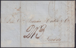 PREFI-790 CUBA 1849 STAMPLESS SANTIAGO DE CUBA BRITISH POSTAL AGENCY COVER TO LONDON. - Prephilately