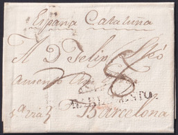 PREFI-791 CUBA 1816 STAMPLESS BLACK POSTMARK ISLAS DE BARLOVENTO HAVANA – BARCELONA. - Vorphilatelie