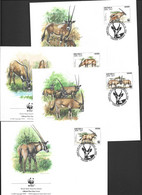 Eritrea 1996 WWF Beisa Oryx Antelope Set 4 On 4 Special FDC - Erythrée
