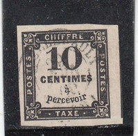 France - Taxe - Année 1859 - Oblitéré - N°YT 2 - 10c Noir - Typographie - 1859-1959 Used