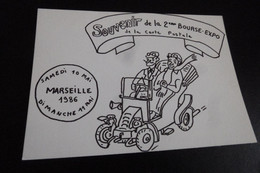 2e BOURSE DE LA CARTE POSTALE ..MARSEILLE 1986...ILLUSTRATION M.LIOTARD (2339 Ex Sur 3500) - Bourses & Salons De Collections