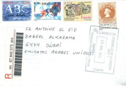 SPAIN  - 2013 - REGISTERED STAMPS  COVER TO DUBAI. - Lettres & Documents