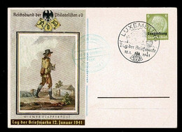 LUXEMBURG Ansichtkaart Wiener Klapperpost, Dag Van De Postzegel, 12 Januari 1941 - 1940-1944 Deutsche Besatzung