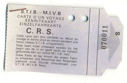 Carte STIB  1 Voyage - Europe